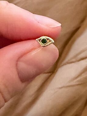 Gold Evil Eye Stud Earring with emerald Stone